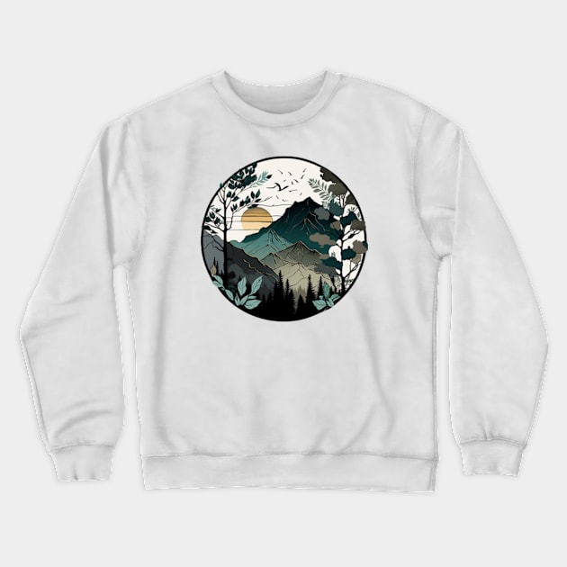 beautiful mountain view, vintage style Crewneck Sweatshirt by teehood